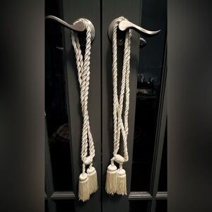 Set of Pearl Beige Window Curtain Drapery Rope Cord Tassel Tie Backs